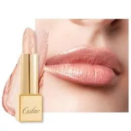 Produktbild: OULAC Lippenstift Metallic Glanz Finish, Pfirsich Glitzer Lippenstift mit Lang Anhaltendem 3D-Glanz, Intensive Farbe, Cremige und Feuchthaltende Formel, Vegan, 4.3g, (26) Free to be