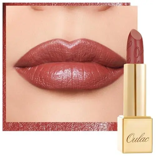 Produktbild: OULAC Lippenstift Metallic Glanz Finish, Terrakotta Langanhaltender Glitzer Lippenstifte, Feuchtigkeit und Glanz für die Lippen, Intensive Farbe Feine Textur, Vegan, 4.3g (GM05) Spice up