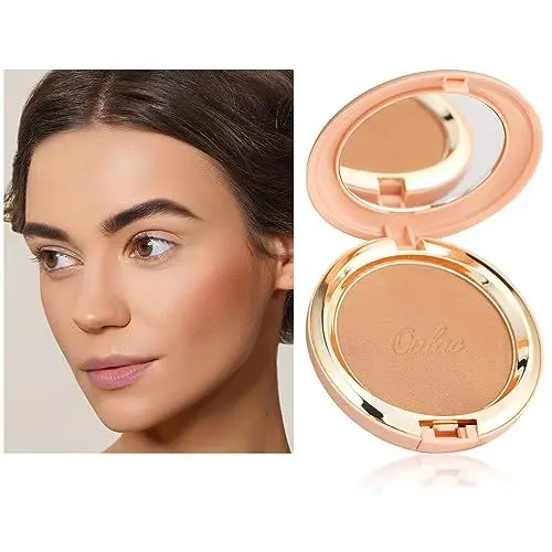 Produktbild: Oulac Sschimmernder Bronzer Puder Gesichts Makeup mit Spiegel, Hochpigmentiertes Bronzing Powder Bronzing Blush Dual Purpose, Sonnengeküsster Natürlicher Look, Vegan & Cruelty-Free B01