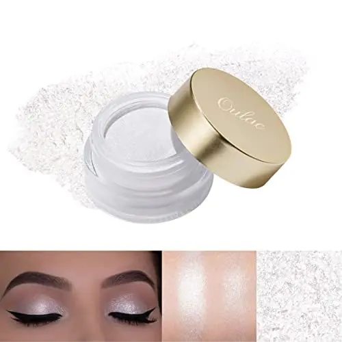Produktbild: Oulac Glitzer Lidschatten weiß| Lidschatten & Highlighter Duo| Glitzer Schmink| Wasserfest & Langlebig| Glitzer Finish| Verblendbares & faltenfreies Augen-Makeup| Vegan |06g (01)