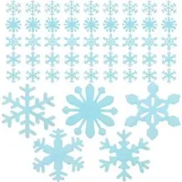 Produktbild: OULII 50 STÜCKE 3D Leucht Fluoreszierende Schneeflocke Wandaufkleber Aufkleber Fenster Clings Für Weihnachtsfeier Dekoration (Blau)