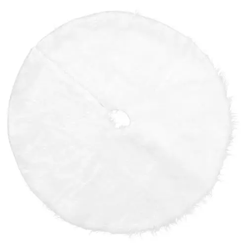 Produktbild: OULII Plüsch Weihnachtsbaumdecke Faux Pelz Baumrock Weihnachtsdeko Weiß 78cm