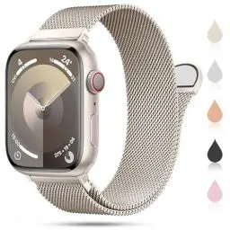Produktbild: OULUOQI Ersatzarmband Kompatibel mit Apple Watch Armband 41mm 40mm 38mm 46mm 45mm 44mm 42mm Damen Herren, Einstellbar Metall Armbänder aus Edelstahl für iWatch Series Se Ultra 10 9 8 7 6 5 4 3 2 1