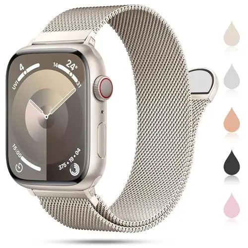 Produktbild: OULUOQI Ersatzarmband Kompatibel mit Apple Watch Armband 41mm 40mm 38mm 46mm 45mm 44mm 42mm Damen Herren, Einstellbar Metall Armbänder aus Edelstahl für iWatch Series Se Ultra 10 9 8 7 6 5 4 3 2 1