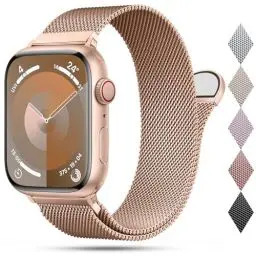 Produktbild: OULUOQI Ersatzarmband Kompatibel mit Apple Watch Armband 41mm 40mm 38mm 46mm 45mm 44mm 42mm Damen Herren, Einstellbar Metall Armbänder aus Edelstahl für iWatch Series Se Ultra 10 9 8 7 6 5 4 3 2 1