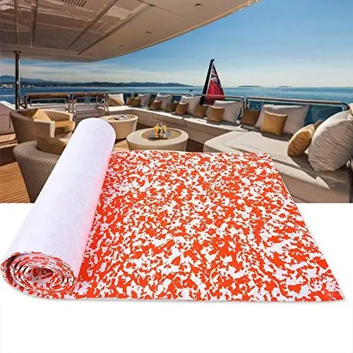 Produktbild: Oumefar Bootsmatte, Seewasserbeständige rutschfeste Bootsmatte für Yacht-Marineboote (rot-weiße Tarnung)