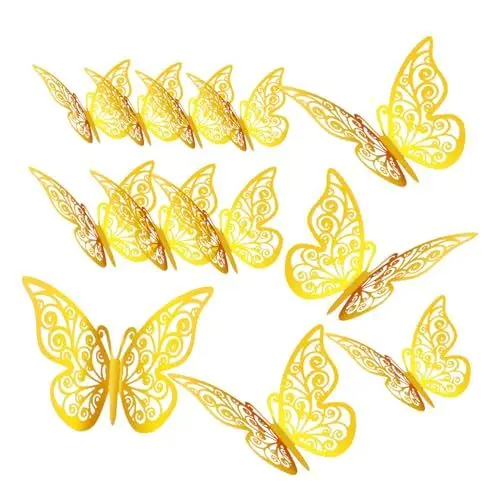 Produktbild: OUNONA 12stücke Schmetterling Wandtattoos Schmetterling Dekoration Für Schlafzimmer Hochzeit Applikationen Aus Papier Wanddekor