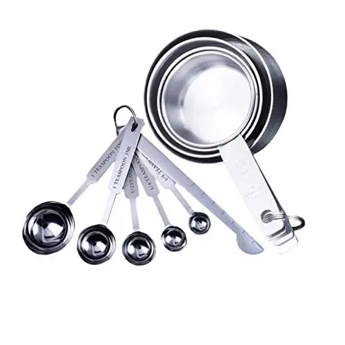 Produktbild: OUNONA 6-teiliges Messlöffel-set Aus Edelstahl 4-teiliges Messbecher-set Zum Kochen Küchenzubehör Robust Leicht Zu Reinigen