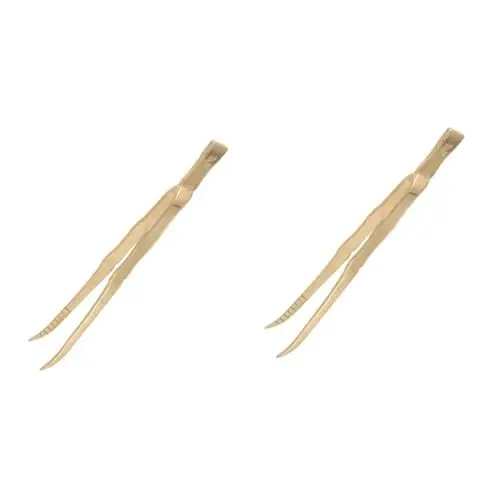 Produktbild: OUNONA 2 Stück Räucherkohlezangen Messing Kohlezangen Räucherwerk Multi Räucherzangen Zange Für Holzkohle Räucherwerkzeuge Stilvolle Kleine Edle Pinzettenzangen Kohle