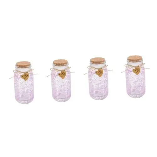 Produktbild: OUNONA 4 Stück Flasche wünschen Halloween-Flaschendekoration Outdoor-Wunschflasche transparente Wunschflasche glasflasche beleuchtete flasche Zauber Flaschen Gefäße mit Korkdeckel Violett