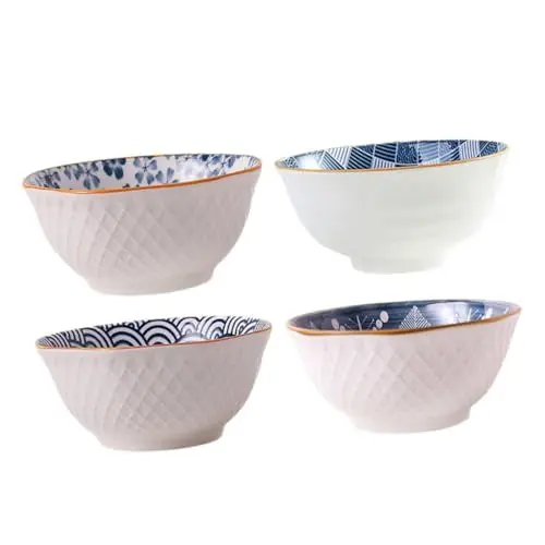 Produktbild: OUNONA Keramik-ramenschalen-set 4-teilig Suppenschüssel Im Japanischen Stil Für Nudeln Und Reis Zufälliger Stil