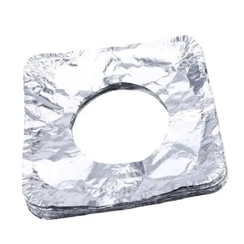 Produktbild: OUNONA Hitzebeständige Gasherd-unterlage Ölabdeckung Gasherd-Einlagen Brennerabdeckungen Aus Aluminiumfolie 50 Stück Pro Packung