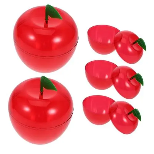 Produktbild: OUNONA 5Er Boxen Apple Candy-Box weihnachtliche Süßigkeiten-Fälle weihnachtliche bonbonschachteln Apfel-förmige Süßigkeitenboxen Geschenkboxen für Weihnachten Festival-Geschenkbox Plastik