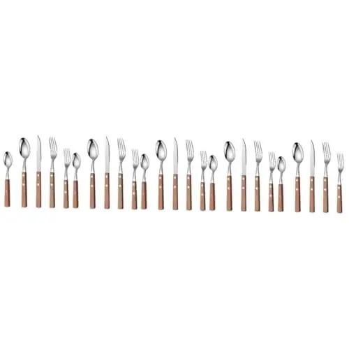Produktbild: OUNONA 5 Sets Edelstahl Besteck Essgeschirr Besteck Servierbesteck Löffel Für Teeparty Edelstahl Geschirr Edelstahl Servierlöffel Edelstahl Löffel Holz