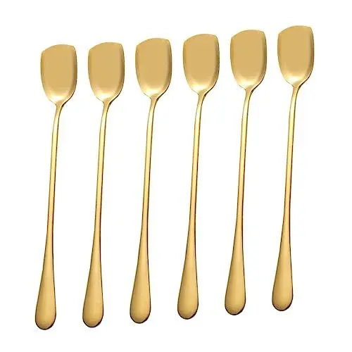 Produktbild: OUNONA 6 Stücke Edelstahl Cram Löffel Griff Rührlöffel für Cocktail Bar Home Cafe