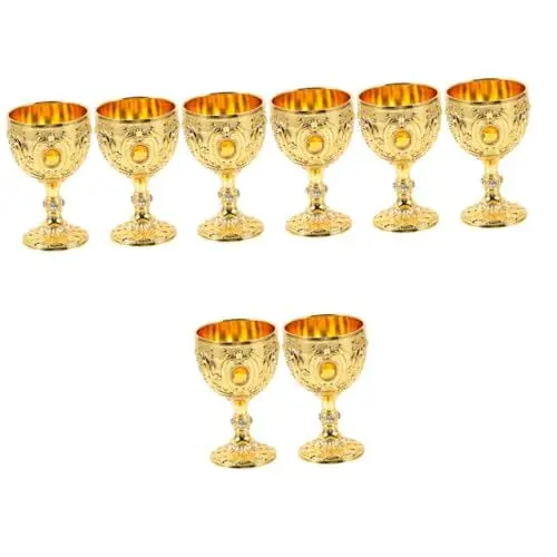 Produktbild: OUNONA 8stücke Teiliges Vintage Weingläser Geprägte Retro-weinköpfe Aus Hochwertigem Goldene Akzente Für Bar Und Heimdekoration Für Whisky Und Cocktails