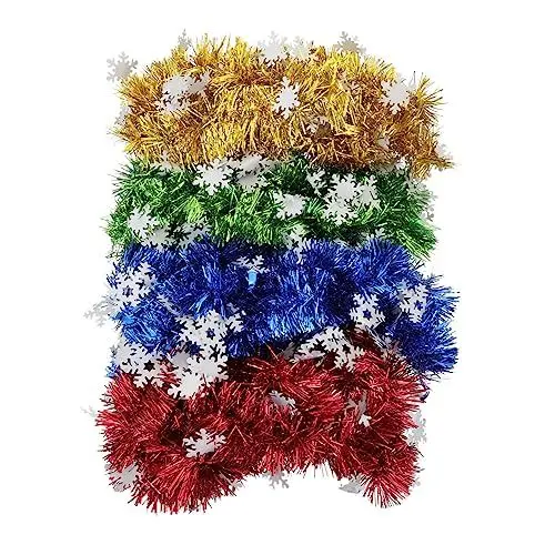 Produktbild: OUNONA 8 STK Weihnachtsstreifen Weihnachts Party Weihnachtsbaum snowf Metallic-Lametta-Twist-Girlande metallische Weihnachtsgirlande Weihnachtsband Weihnachtsgirlandendekorationen PVC