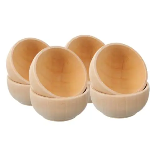 Produktbild: OUNONA 8st Kleine Holzschalendekoration Kleine Unfertige Holzschalen Holzbesteck Selber Machen Holzspielzeug Für Kinder Mini-besteck Aus Holz Mini-diy-holzschalen Mini-schalen Aus Holz