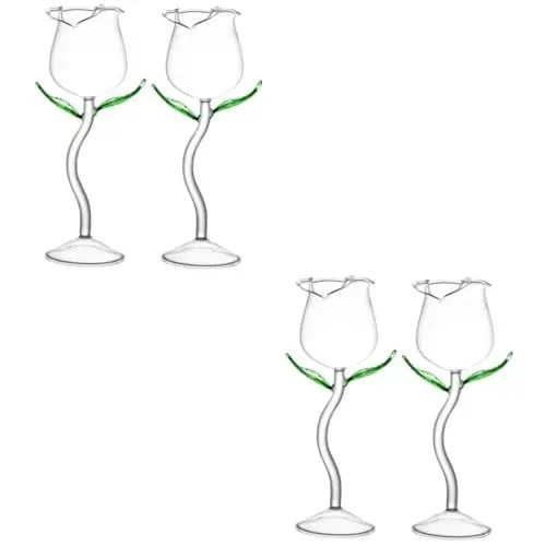Produktbild: OUNONA Gläser 2St hohes Cocktailglas Weingläser Cocktailgläser Cocktails Weinglas Gin Whisky-Gläser Kelch Weinbecher im Rosendesign Spiral- Trinkbecher Getränke Glas Champagnerglas