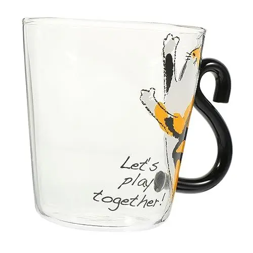 Produktbild: OUNONA Glasbecher mit Katzenmotiv Teetasse Mehrzweck-isolierbecher für Zuhause und Das Büro