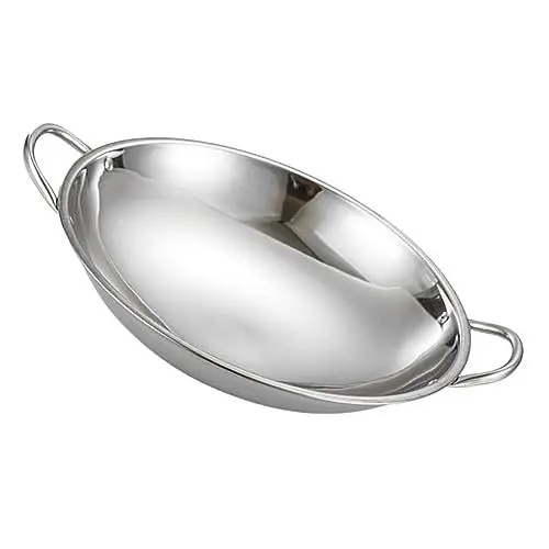 Produktbild: OUNONA Küche Kleiner Topf Grillpfanne Aus Edelstahl Bratpfannen Umrühren Nudelsuppentopf Grillwok Aus Metall Sukiyaki-pfanne Reis Kocher Verdicken 28c Rostfreier Stahl