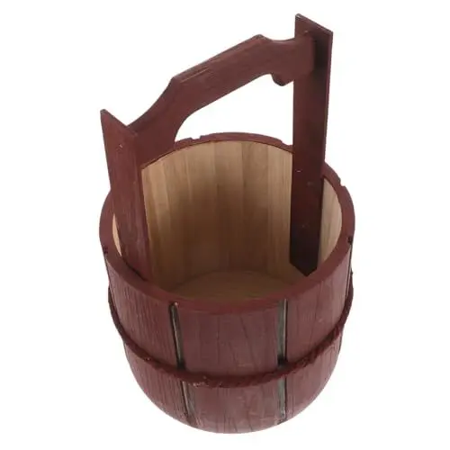Produktbild: OUNONA Massive Holzfass-Requisiten Holzfass-Pflanzgefäß Gartenkorb Wunschbrunnen-Pflanzgefäß Tanzparty-Requisiten Holzpflanzgefäß Kleiner Fasseimer Kindertanz-Requisiten