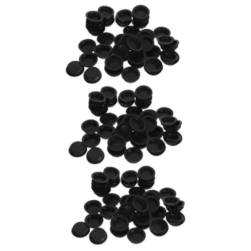 Produktbild: OUNONA Packung Mit 150 Stück Sparschweindichtung Bodenstopper Sparschweinstecker Sparschwein Steckerkappen Sparschwein Liefert Runde Stecker Ersatz Für Sparschweinstopper Pvc Black