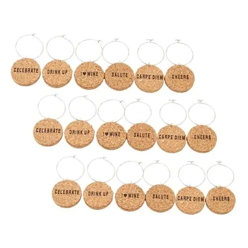 Produktbild: OUNONA Weingläser 18 Stk Weinglasring Weinglasanhänger Aus Kork Weinglas-marker-anhänger Leerer Weinmarker ative Weinanhänger Sammeln Von Weinglasmarker Aus Kork Austauschbar Zubehör