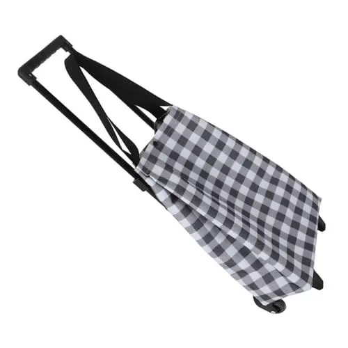 Produktbild: OUNONA Zusammenklappbarer Einkaufswagen Mit Rädern, Zusammenklappbarer Einkaufswagen, Rollende Einkaufstasche Für Lebensmittel, Mehrzweckwagen, Tragbare Einkaufstasche Mit Griff