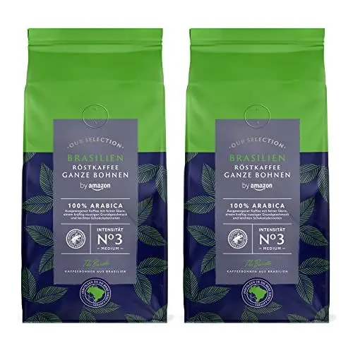 Produktbild: Our Selection by Amazon Select Röstkaffee aus Brasilien, Mittlere Röstung, ganze Bohnen, 500g, 2er-Pack (Früher Marke Happy Belly)