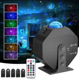 Produktbild: OUSFOT Sternenhimmel Projektor Kinder mit Fernbedienung mit 5 Film/6 Farben/Timer-Funktion/Sound Control Mode, Galaxy projector, nachtlicht Sternenhimmel für Party Geschenk Weihnachten Halloween