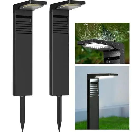 Produktbild: OUSFOT Wegeleuchten Außen solar (2 pcs) IP65 Solarlampe Solarstrahler für außen Garten Wasserdicht 30 LEDs Solar Strahler Außen mit 2 Beleuchtungsmodi Gartenbeleuchtung für Wege/Garten/Terrasse