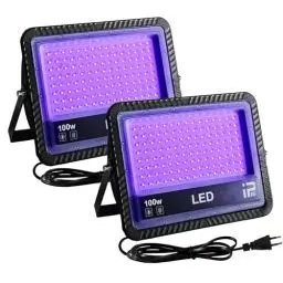 Produktbild: OUSIDE 2 Stück UV LED Schwarzlicht Strahler 100W, IP66 Wasserdicht Outdoor UV Strahler mit Stecker,385-400NM(UV-A) UV Fluter für Black Light Party,GLOW Party,Halloween