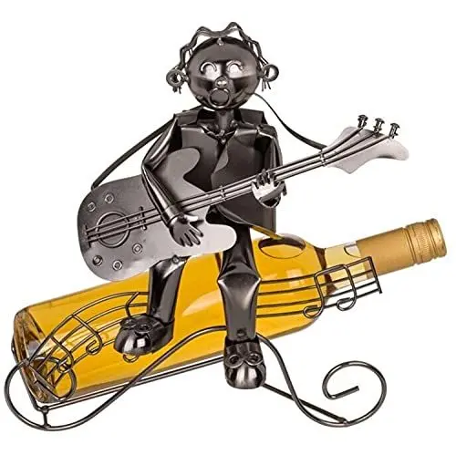 Produktbild: Out of the blue Straßenmusiker mit Gitarre Weinflaschenhalter aus Metall - Straßenkünstler Weinflaschenständer Weinständer