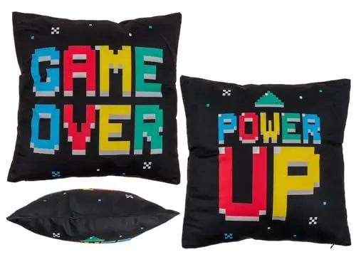 Produktbild: Out of the blue Wendekissen, Power Up & Game Over, mit Reissverschluss, ca. 40 x 40 cm, 100% Polyester, Gewicht: ca. 250g