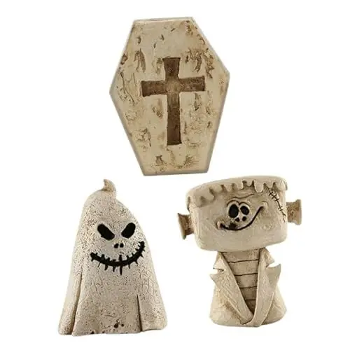 Produktbild: Outanaya 3st -Ornamente Miniatur-geisterstatue Halloween-kürbisse Halloween-sargschmuck Geister-Halloween-dekor Halloween-Dorf-zubehör Mini-Halloween-Figuren Minifiguren Weiß Harz