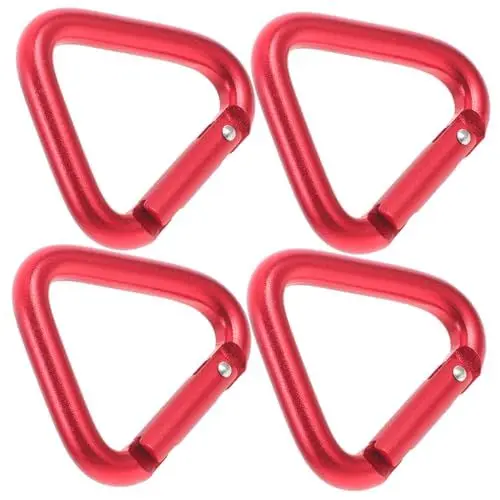 Produktbild: Outanaya 4 Stück Bergsteiger Dreiecksschnalle Dreieckskarabiner Multifunktions Metallkarabiner Kletterkarabiner Robuste Kleine Großer Praktische