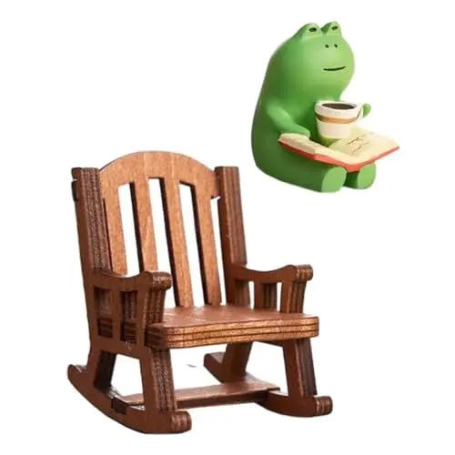 Produktbild: Outanaya Harz Frosch Schaukelstuhl Frosch Dekor Miniatur Tier Ornament Hof Dekoration Frosch Statuen Garten Zubehör Desktop Frosch Ornament Harz Frosch Statue Harz Tiere Verzierung