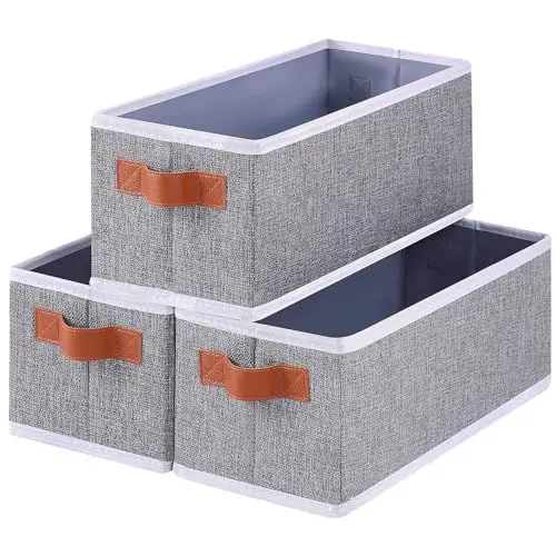 Produktbild: OUTBROS 3-Teilige Aufbewahrungsbox, Faltbare Aufbewahrungskörbe, mit Griff Ordnungsboxen, Kleiderschrank, Schlafzimmer und Büro Organizer, Grau, 38 x 15.5 x 13 cm
