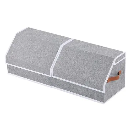 Produktbild: OUTBROS Aufbewahrungsbox mit Deckel, Kleiderschrank Organizer mit Griff, Gekippte Stoffbox, Raumorganisator, Kann für Kleidung, Bettwäsche verwendet werden, 38 x 25 x 25 cm, Grau, 2 Stück