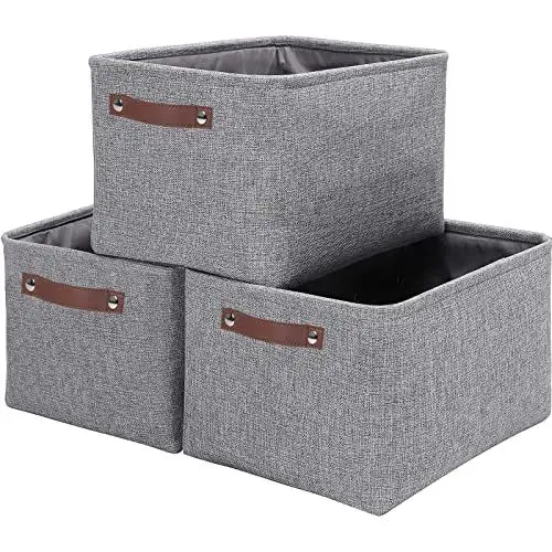Produktbild: OUTBROS Aufbewahrungskorb mit Griffen, Faltbare Aufbewahrungsbox 3er Set,Kleiderschrank Organizer,Regalkörbe Geeignet für Schlafzimmer, Wohnzimmer,37x26x20cm, Grau