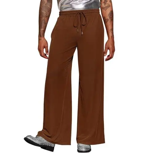 Produktbild: Outdoor Für Herren Herrenmode Weite Beinhose Lässige gerippte Samthose 70er Nachtclubhose Cargohose Herren Weites Bein (Brown, XXL)