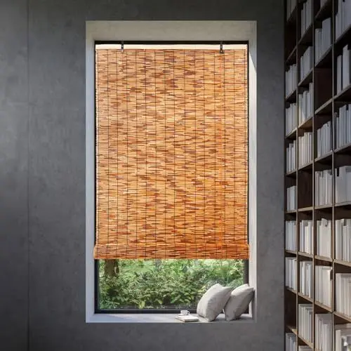 Produktbild: Outdoor Rohrrollos, 40-200 cm Breite Bambus-Rollfenster Für Terrasse, Sichtschutz, Verdunkelung, Maßgeschneiderte Vorhänge Mit Hebemechanismus Für Garten & Zuhause, Einfache Installation