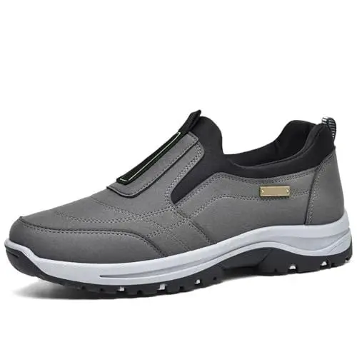 Produktbild: Outdoor Senioren Schuhe, Extra Wide Easy On & Off Walking Sneakers One Stirrup Loafers Outdoor Soft Bottom Lightweight Walking Shoes(Gray,39 EU)