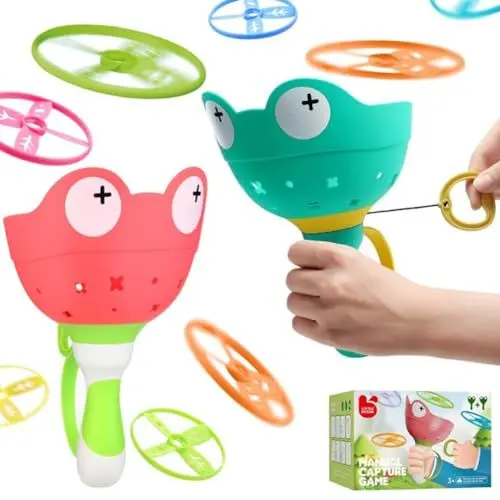 Produktbild: Outdoor Spielzeug Kinder Ab 3-10 Jahre Propeller Spielzeug,2 Packs Flying Disc Shooter Toy Propeller Spielzeug mit 12 Discs Outdoor Spiele,Draußen Gartenspielzeug ab 2-6 Jahre (Blue and red)