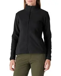 Produktbild: Outdoor Ventures Damen Fleecejacke mit Durchgehendem Reißverschluss Stehkragen Frauen Leichte Fleece Sweatjacke Antistatische Elektrizität Damenjacke für Laufen, Wandern und Freizeit Schwarz S
