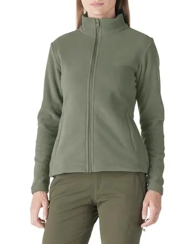 Produktbild: Outdoor Ventures Damen Fleecejacke mit Durchgehendem Reißverschluss Stehkragen Frauen Leichte Fleece Sweatjacke Warme Damenjacke für Laufen, Wandern und Freizeit Graugrün M
