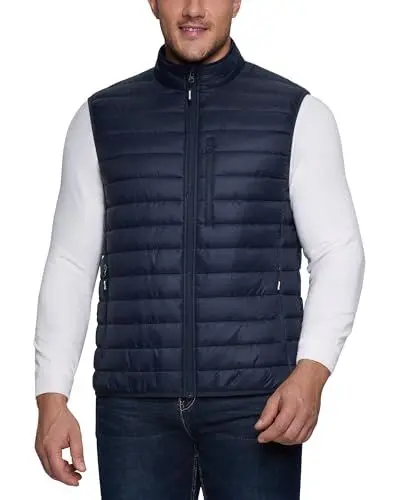 Produktbild: Outdoor Ventures Herren Packbare Steppweste Outdoor Übergangswesten Gefütterte Hybrid Sportwesten für Männer Laufen Golf Wandern Reiten Dunkelblau 2XL
