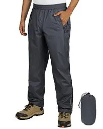 Produktbild: Outdoor Ventures Herren Regenhose Fahrrad Wasserdicht Atmungsaktiv Überziehhose Winddicht Outdoorhose Wanderhose Winddicht Leichte Trekkinghose Packbar Dunkel Grau 2XL/32 Schrittlänge