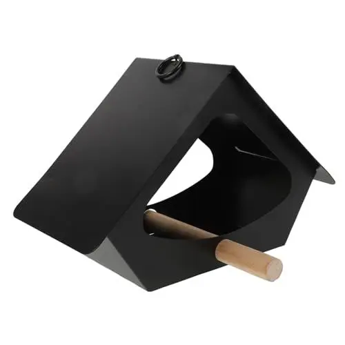 Produktbild: Outdoor-Feeder vogelfutterspender Vogelfutterautomat Vogelfutterhaus Vogelhäuschen aus Eisen hängende Futterhäuschen für Vögel Fressnapf für Nymphensittiche Vogelfütterer Holz CAXUSD